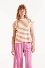 Camiseta estampado de rayas naranjas