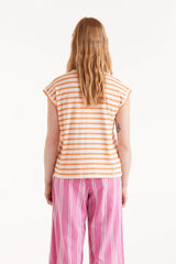 Camiseta estampado de rayas naranjas