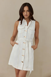 Off Duty Explorer Denim Mini Dress White