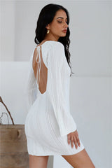 Soulful Nights Long Sleeve Mini Dress White