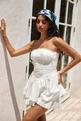 Country Darling Strapless Mini Dress White