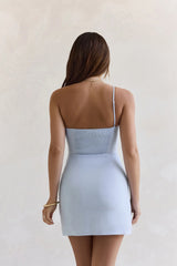 Floating On Air One Shoulder Mini Dress Blue