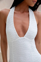 Dream Girl Hours Halter Mini Dress White