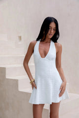 Dream Girl Hours Halter Mini Dress White