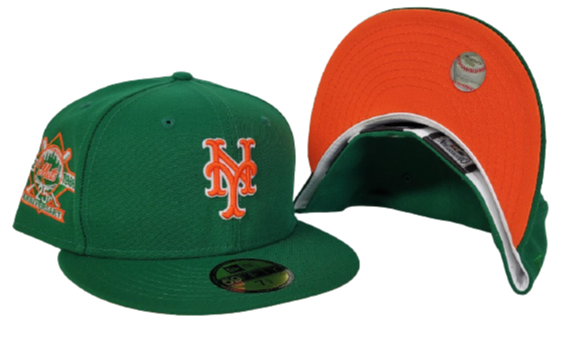 GREEN NEW YORK METS ORANGE BOTTOM 25TH ANNIVERSARY NEW ERA 59FIFTY FITTED