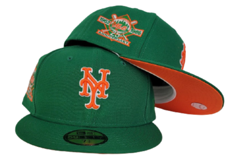 GREEN NEW YORK METS ORANGE BOTTOM 25TH ANNIVERSARY NEW ERA 59FIFTY FITTED